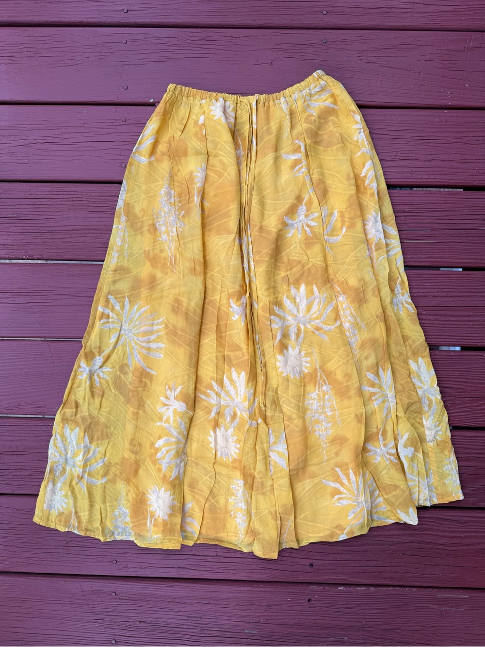 Carole Little Yellow Floral A-Line Midi Skirt